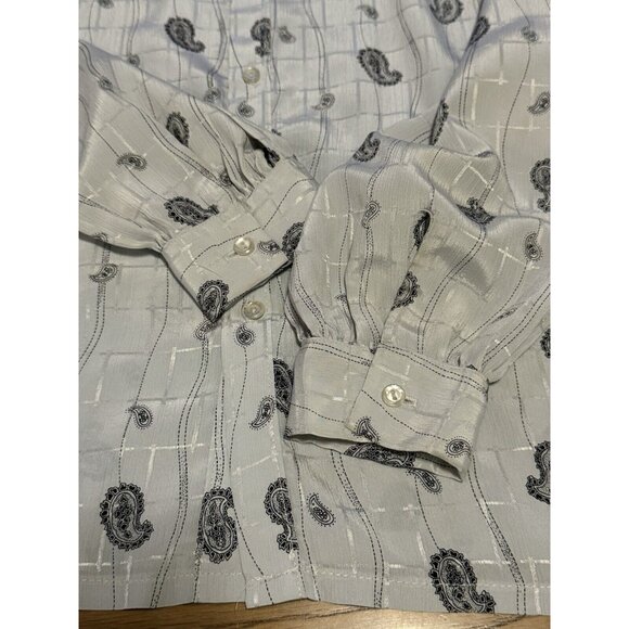 Judy Bond Blouse Paisley Sheer Size 12 Retro 70s 80's Buttons Designer Career - Picture 11 of 14
